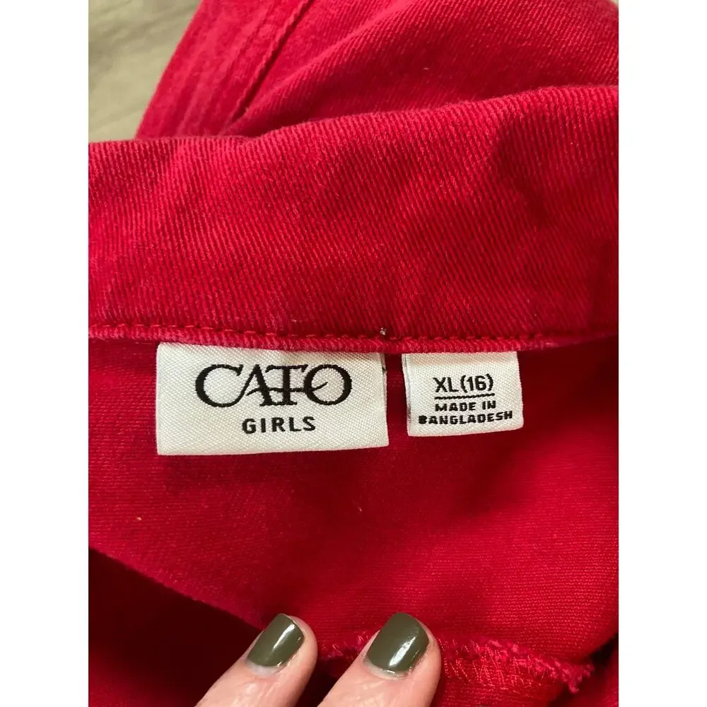 Cato Girls Red Denim Jacket, Size XL